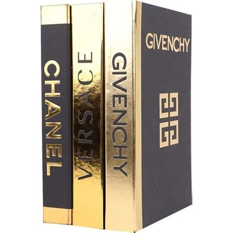 versace kitap kutusu|No Tiyatro Versace Chanel Givenchy Gold Dekoratif 3'lü Kitap .